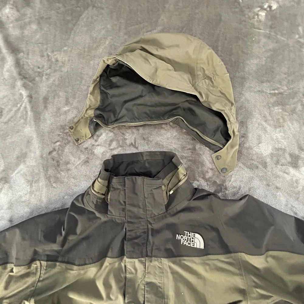 Vintage The North Face HyVent Jacket Mens M Hooded Olive Black Fleece Lined
